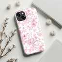 for iPhone 14 Plus Case Cute Wireless Charging Compatible Dual-Layer Shockproof Protection with Stylish Wildflower Design Protective Cover for Women - Romantic Pink Bloom