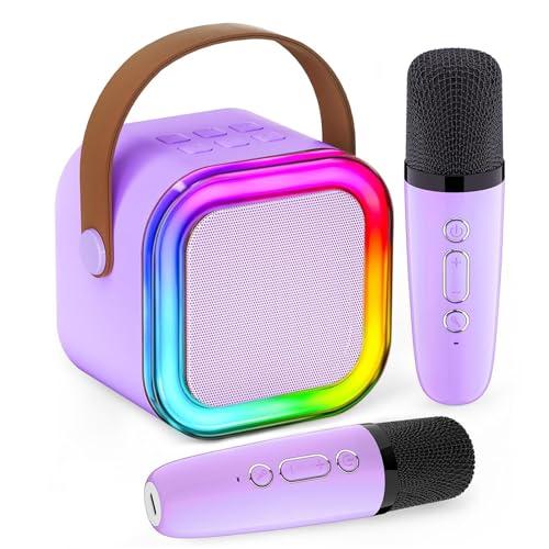 Mini Karaoke Machine for Kids, 2026 TOP Toys Birthday Valentine's Day Gifts Ideas for Girls Ages 4, 5, 6, 7, 8, 9, 10, 12+ Years Old, Portable MP3 Player with 2 Wireless Mics for Family Home Party