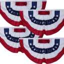Bradford 4 Pack American Bunting Flags 3x6 ft for Outdoor, Embroidered USA Bunting Flags with 3 Brass Grommets, US Pleated Fan Flag Patriotic Half Fan for 4th of July Memorial Day