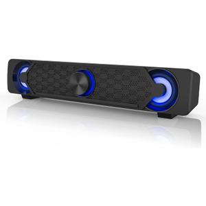Smalody Small Computer Speakers for Desktop Gaming Monitor, PC Speakers for Desktop Monitor, Computer Speaker Wired USB Powered, Mini Soundbar with Cool Led Light Effect