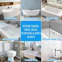 Tub Repair Kit White, Tub Chip and Bathtub Repair Kit for Enamel, Fiberglass, Acrylic, Porcelain, Patch and Repairs Chips, Crack, Scratches, Rust, Holes on Tubs, Toilet, Sink, Shower, Tray in Bathroom
