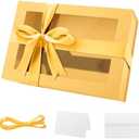 PACKQUEEN Large Yellow Gift Box with Window, 13.5x9x4.1 Inches Clear Mothers Day Gift Box for Present Contains Ribbon, Card, Bridesmaid Proposal Box with Magnetic Lid (Matte Yellow)