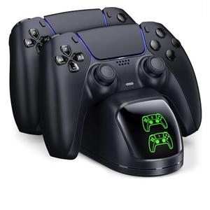 Controller Charging Station for PlayStation 5 Dualsense Controller with Dual Stand Charger Dock, Upgrade Charger for PS5 Without Charging Cable, Charging Station Black for PS5