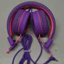 ELECDER i37 Kids Headphones for School Travel, Wired Headset with Foldable Corded Stereo Sound 3.5mm Jack On Ear Headphones for Kid Children Teens Boys Girls Smartphones Computer Kindle Tablet, Purple