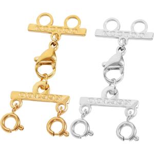 3 x Kcctoo Lucky Necklace Connectors for Multiple Necklace Layering Clasps 18K Gold and Silver Womens Jewelry Separators