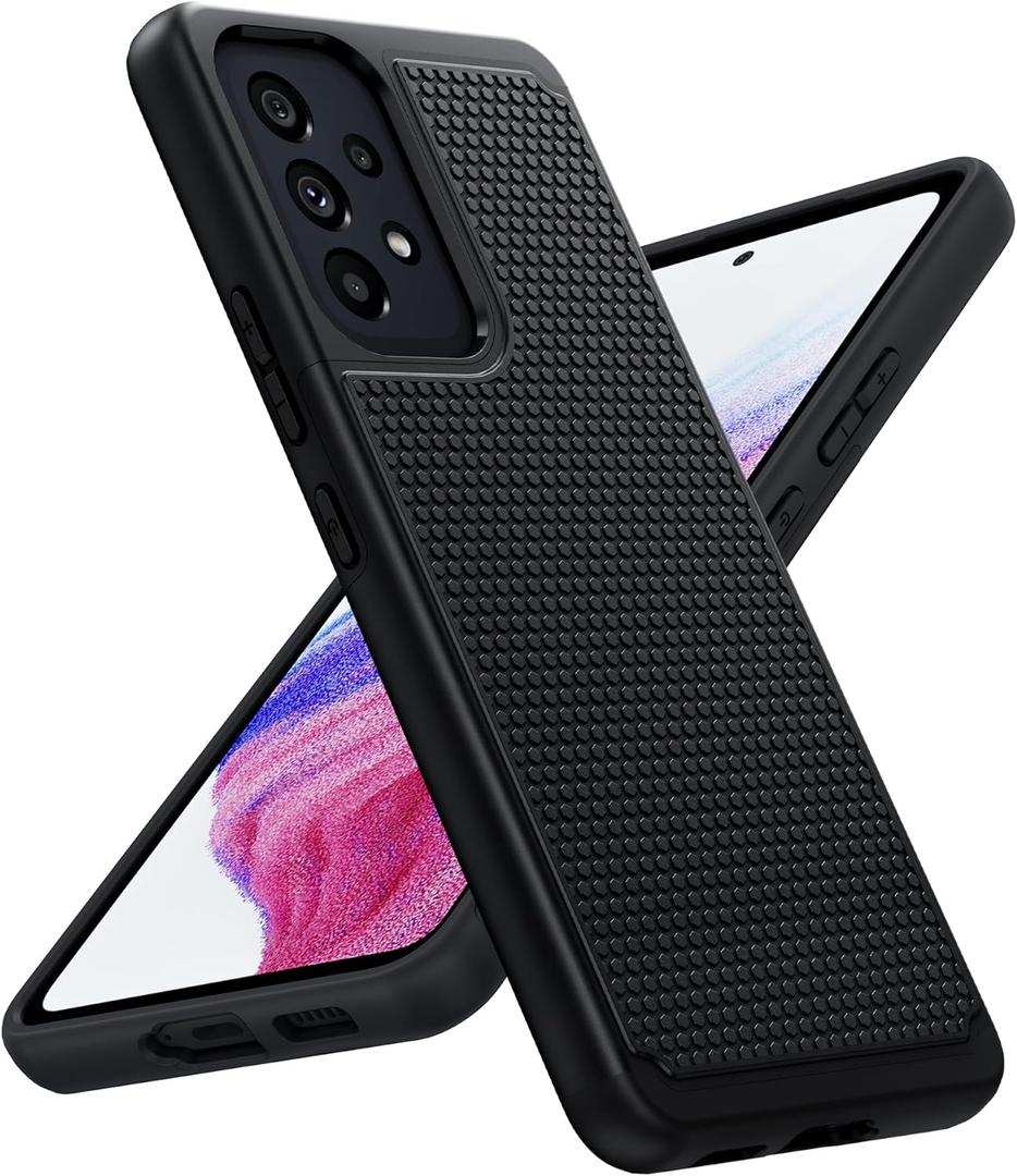 BNIUT for Samsung Galaxy A53 5G (Galaxy A53 5G UW) Case: Dual Layer Protective Heavy Duty Cell Phone Cover Shockproof Rugged with Non Slip Textured Back - Military Protection - 6.5inch (Matte Black)