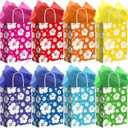 MIMIND 48 Pack Hibiscus Party Favor Bags Hawaiian Themed Paper Bag with Handles Tissue Paper Summer Tropical Gift Bags Tiki Luau Treat Goodie Bag for Hawaii Party Summer Birthday Supplies, Multicolor