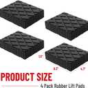 4 Pack Solid Rubber Auto Lift Pads, Anti-Skid Lift Block Spacer Pad for Car Lifts, Jacks and Racks, 3000lbs Loading Capacity, 6-1/3" x 4-3/4" x 1.5"