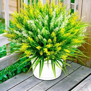 Amazon.com: Artificial Plants Outdoor, 20 Pcs Fake Flowers UV Resistant Outdoor Fake Plants, Lavender Artificial Flowers Plastic Fake Faux Flowers Shrubs for Home Porch Garden Yard Window Box (Yellow White) : Home & Kitchen