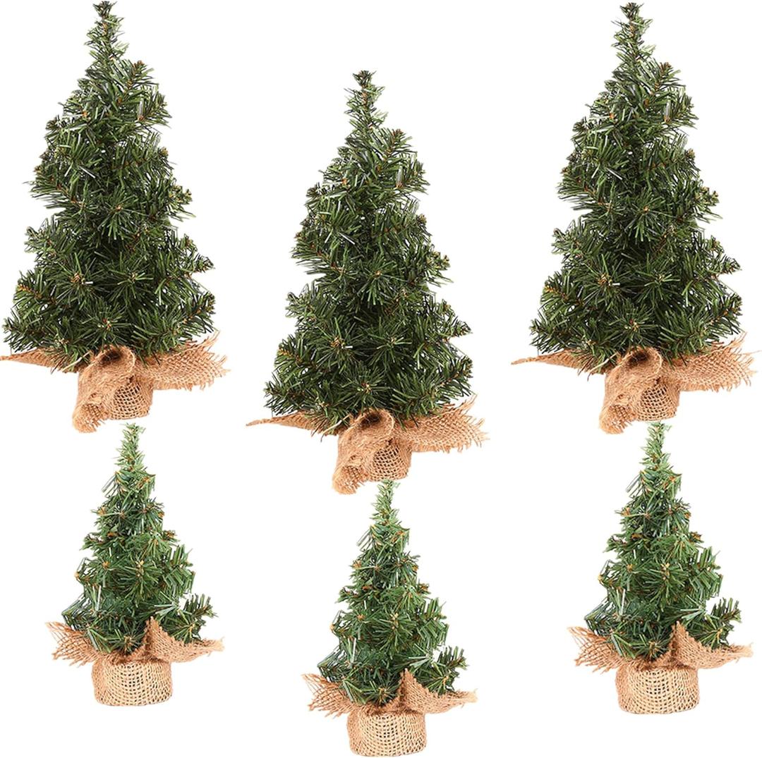 Tabletop Mini Christmas Tree, 7.87" / 11.81" Artificial Christmas Tree Xmas Miniature Pine Christmas Tree Perfect for Christmas Decorations, Home, Kitchen, Dining Table (6 PCS)
