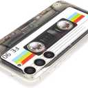 FAteamll Case for Galaxy S23 with Reinforced Corners TPU Soft Bumper Retro Cassette Tape Case Compatible with Samsung Galaxy S23