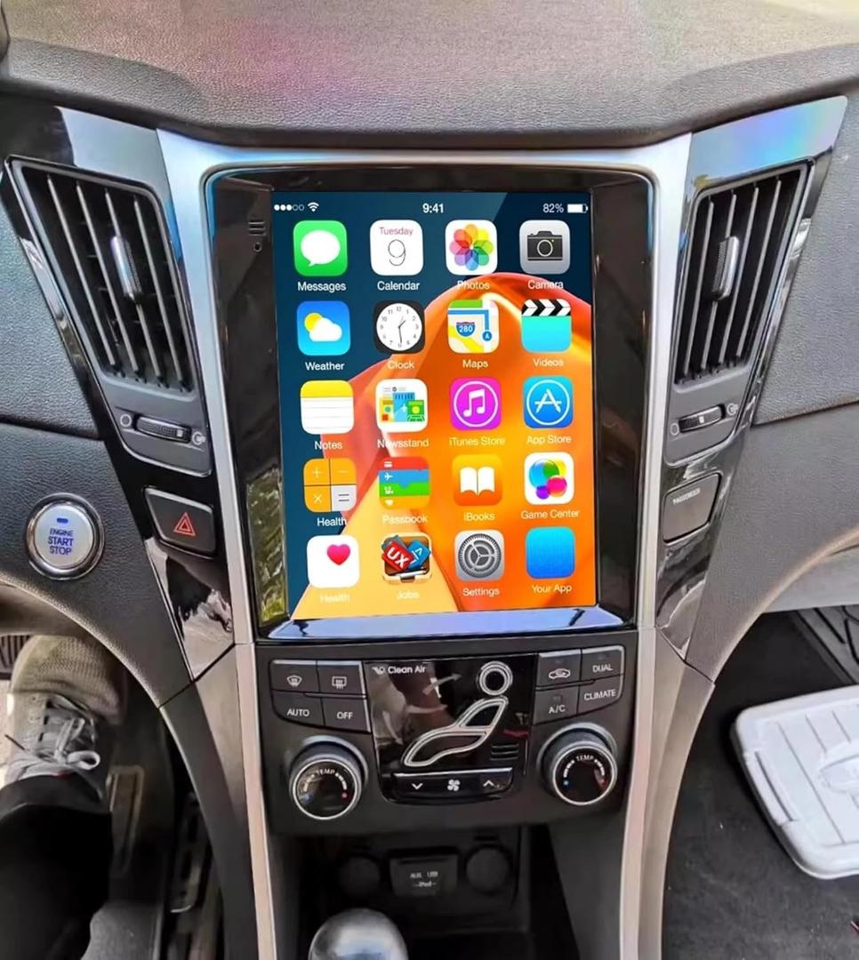 Android 13 Car Stereo Radio for Sonata 2010-2015 with Wireless CarPlay/Android Auto, 2+32G, Support DSP Navi/Bluetooth/WiFi/FM/MIC, 9.7 Inches Stereo with AHD Backup Camera and MIC