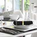 Stainless Steel Golden Napkin Rings Set of 12, Modernist Napkin Ring Holder for Wedding, Banquet, Metallic Adornment for Table Settings, Glossy Serviette Buckles Decor (Matte Gold Semicircle)