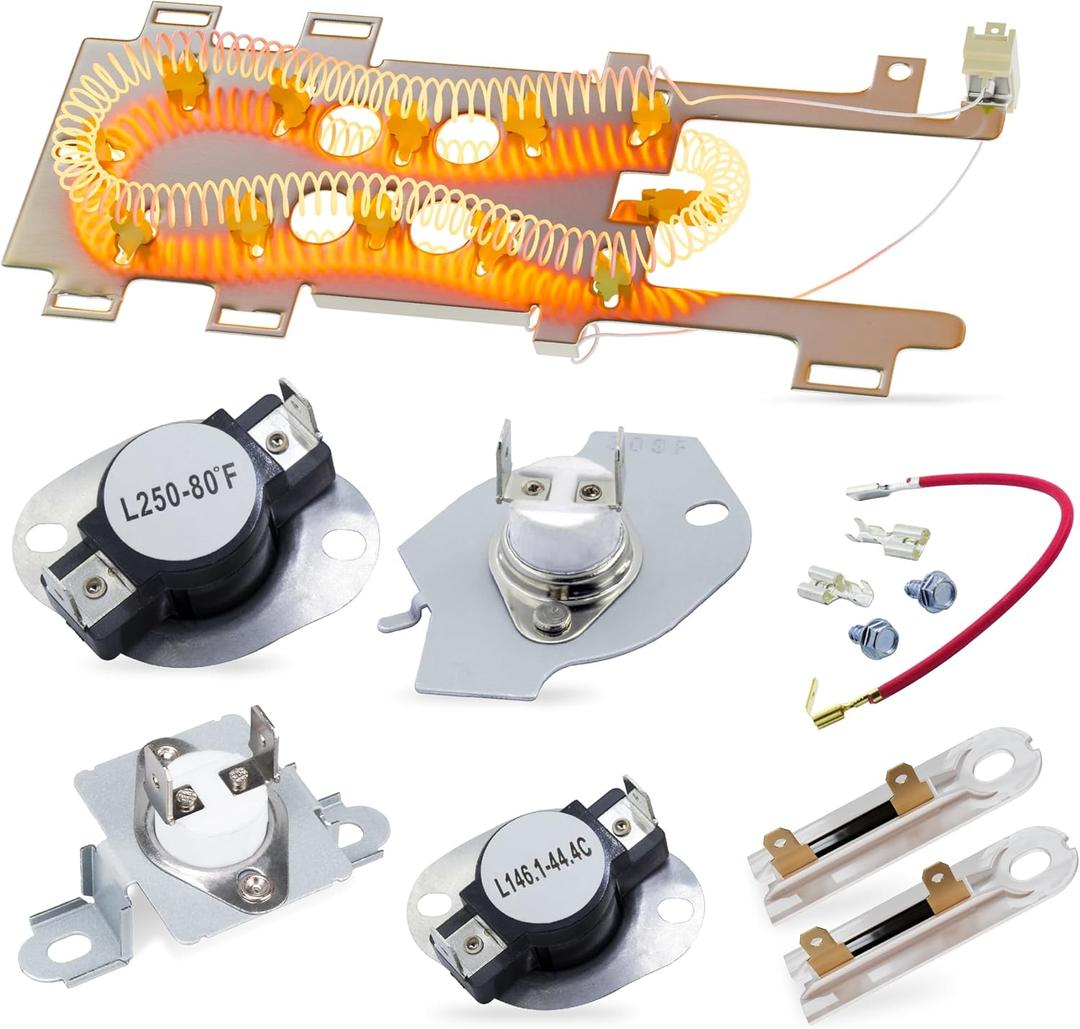 Dryer Heating Element Replace For Maytag Bravos by Canamax 400 2000 3000 5000 9000 Series MEDE500VW1 MEDE300VW1 MEDB850WQ0 MEDB400VQ0 MED3500FW0 MEDB800VQ0 MED7000XG0 MEDB725BW0 MEDB200VQ0 Thermostat