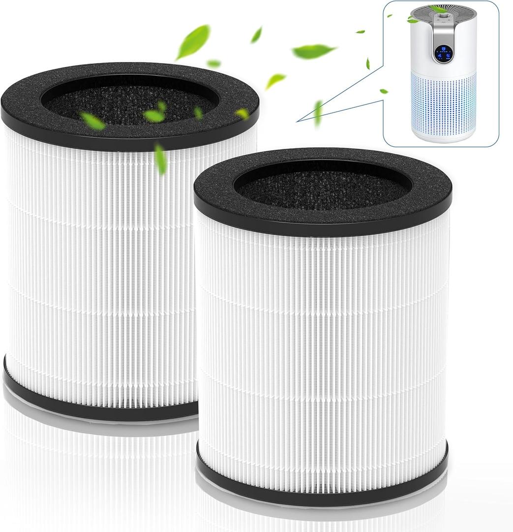 M03 Replacement Filter, Compatible with MOOKA M03 & B-D03 Air Purifier, 3-in-1 H13 True HEPA with activated Carbon Filter, 2-Pack