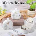 6 Pack Travel Jewelry Case, Mini Leather Bridesmaid Jewelry Gift Box Bulk, Half Moon Design, Detachable Handle, Small Earring Storage Organizer for Women Girls Bridesmaid Proposal Gifts (White)