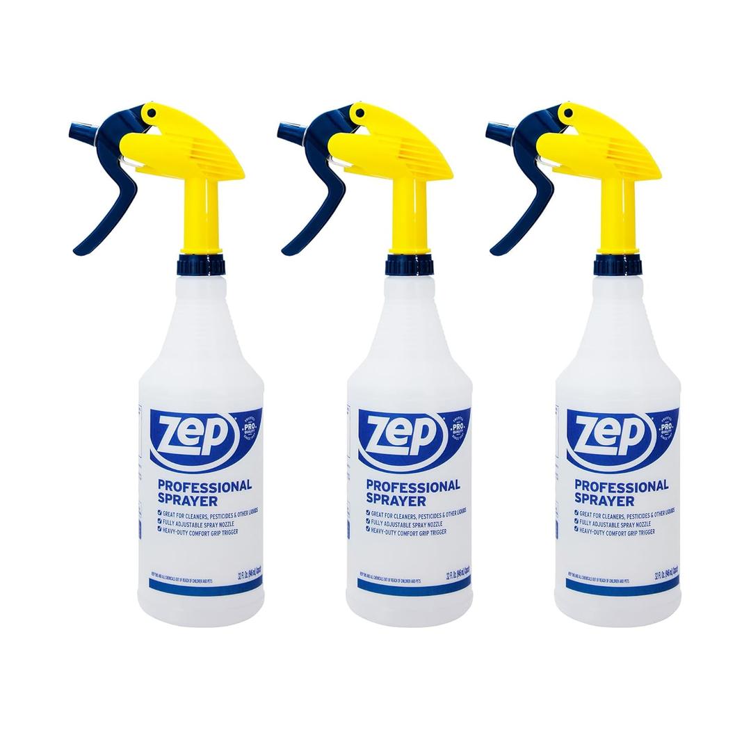 ZEP Professional Sprayer Bottle - 32 oz (Pack of 3) - HDPRO1 - Versatile Adjustable Nozzle Spray Bottles with a Fine Mist or Powerful Spray, Refillable for Diluted Concentrate