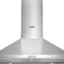 COMFEE' CVP30W6AST Ducted Pyramid Range 450 CFM Stainless Steel Wall Mount Vent Hood with 3 Speed Exhaust Fan, 5-Layer Aluminum Permanent Filters, Two LED Lights, Convertible to Ductless, 30 inches