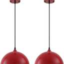 Red Farmhouse Pendant Light 11.8inches 2 Packs,Kitchen Pendant Lights, Industrial Pendant Light, Pendant Lights Kitchen Island for Living Room, Bedroom, Dinning Room, Office, 11.8inch-Ceiling