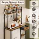 Espelism 6-Tier Mini Fridge Stand with Power Outlet and Drawer, Freestanding Bakers Rack with Storage, Microwave Storage Shelf for Kitchen, Coffee Bar Organizer with Hooks (Rustic Brown)