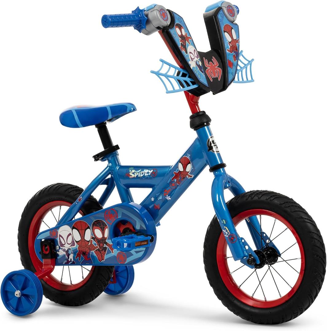Huffy Marvel Spidey and His Amazing Friends 12 Inch Kid's Bike, Ideal for Ages 3-5 Years Old, Training Wheels Included, EZ Build Assembly, Fun and Playful Graphics, Simple Coaster Brake, Spider-Man