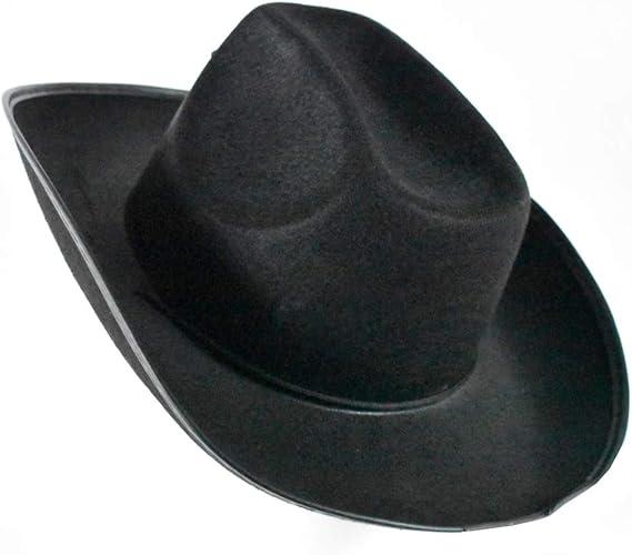 Classic Western Cowboy Hat for Men & Women, Felt Cowgirl Hat with Two Decorative Bands, Wide Brim, All-Season Wear (Black Chain)