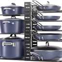 ORDORA Pots and Pans Organizer under Cabinet 14.55 Height, Adjustable 8-Tier Pot Organizers inside Cabinet, Kitchen Organizers and Storage Fit 6-11 inch Lightweight Cookware