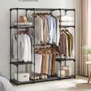 SONGMICS Portable Closet, Freestanding Closet Organizer, Clothes Rack with Shelves, Hanging Rods, Storage Organizer, for Cloakroom, Bedroom, 59.5 x 16.9 x 65.4 Inches, Black URYG036B02