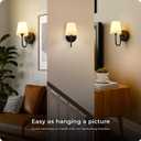 Globe Electric 65000132 Rechargeable Battery Wall Sconce, Integrated LED, Matte Black Finish, White Fabric Shade, 3-Step Touch Dimming, Timer, USB-C Charging, Wireless Modern Lighting
