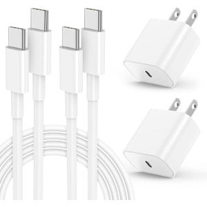 iPhone 16 15 Fast Charger, 20W USB C Charging Block for Apple iPhone 16 Pro/15 Plus/15 Pro Max,iPad 12.9/11 inch/4/3th/Air/Mini/6 Gen,Wall Plug Power Adapter Cube Brick/6ft Type C to C Cable Cord Long (White)