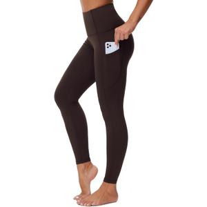 Dragon Fit High Waist Yoga Leggings with 3 Pockets,Tummy Control Workout Running 4 Way Stretch Yoga Pants (Small, Coffee)