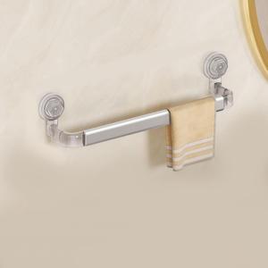 Suction Cup Towel Rack Wall-Mounted Towel Bar No Drilling Rustproof Holder Self Adhesive Hanger for Bathroom Kitchen RV Wall Shower Bath Clear White (16inch)