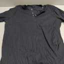 Men Cotton Blend Solid Ribbed Textured Tshirt Shirt Summer Casual Button Down Short Sleeve Tees, Black XL