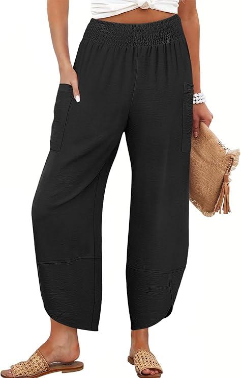 Women's Capri Pants Black XL Anrabess