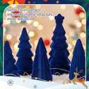 Bucherry 6 Pcs Christmas Ceramics Velvet Trees Set Christmas Table Decorations 3 Sizes Velvet Xmas Tree for Winter Holiday Table Centerpiece Decorations Mantel Decor Xmas Gifts(Blue)