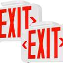 TORCHSTAR LED Exit Sign, Emergency Exit Light with Battery Backup, Double Face, UL 924, AC 120/277V, Damp Location, Hardwired Red Letter Exit Lights for Business Indoor, Pack of 2, 2 units