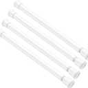 4 Pack Small Spring Tension Curtain Rod 8 to 12.5 Inch, Thin DIY Tension Rods No Drill for Slim Window Cupboard Closet Sidelights, White