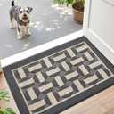 DEXI Front Door Mat 24x36, Washable Entrance Doormat with Non Slip Backing, Low-Profile Welcome Entry Mats for Inside House Entryway Floor, Dark Grey