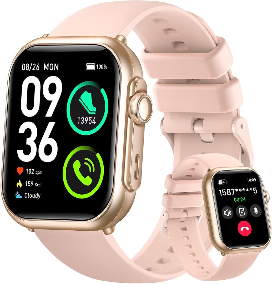 Health & Fitness Trackers for Women Men: 100 Day Battery Life Activity Tracker with Answer/Make Call Blood Pressure SpO2 Sleep Heart Rate Monitor 120+ Sports 5ATM Smart Watch for iPhone Android Pink Health & Fitness Trackers for Women Men: 100 Day Battery Life Activity Tracker with Answer/Make Call Blood Pressure SpO2 Sleep Heart Rate Monitor 120+ Sports 5ATM Smart Watch for iPhone Android Pink