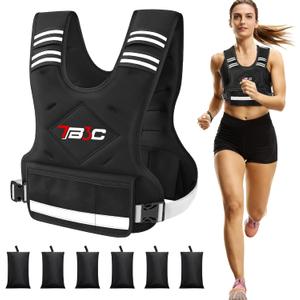 TB3C Adjustable Weighted Vest for Women - 04-10lb/11-20lb/20-32lb Vest with 6 Ironsand Weights for Strength Training,Body Weight Vest Exercise Set for Running, Walking and Home Workouts