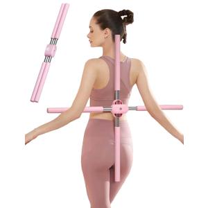 Posture corrector,hunchback corrector,yoga stick, Stretching Tool For Humpback Correction, Retractable Design for Adult and Child(Pink)