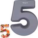 Meajore 3D Large Number Cake Mould,Silicone Baking Letter Ectangle Novel Cake Tins for Birthday Festival and Relationship Marry Anniversary Wedding Party, 10 inch Number of 5