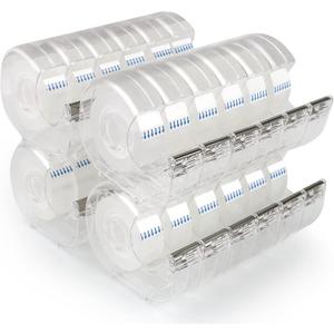 24 Pcs Transparent Tape with Dispenser, 0.7 in x 1000 in Clear Tapes and Refillable Dispensers, Office Tape Rolls with Dispenser Bulk for Craft Jobs, Gift Wrapping, Repairing, Home and School