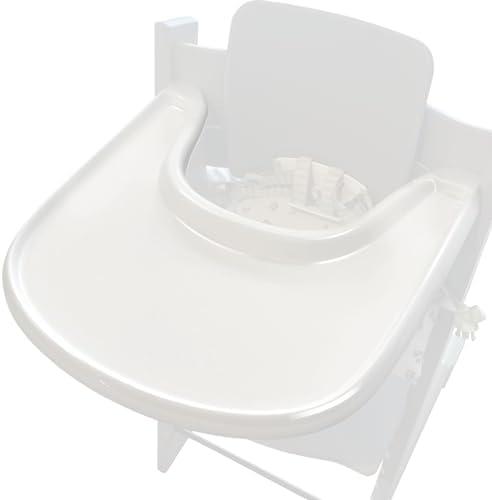 LuQiBabe Baby High Chair Tray Compatible with Stokke Tripp Trapp Chair (V2 and Beyond) with Smooth Surface and Strong Suction Power Made of Food-Safe Plastic (BPA BPS BPF Lead Phthalate Free) - White