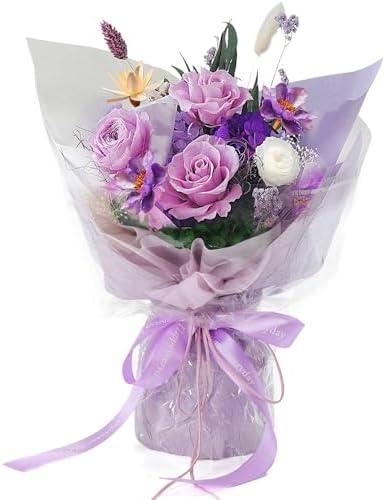 BestFlower Flowers Roses Bouquet Gifts for Her, Preserved Flowers Bouquet Gifts for Women, Gift Bouquets for Your Wife, Mom and Best Friend/ Girlfriends/ Purple Rose Bouquet