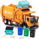 Metal Garbage Truck Toys, Fubarbar 1:43 Bruder Tonka Trash Trucks Model for Boys Metal Diecase Waste Management Front Loader Die Cast Recycling Dumpster Truck Toy for 3 4 5 6 Years Old(Orange)