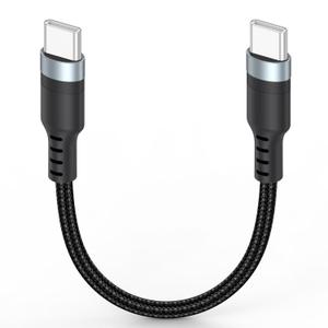 Short USB C to USB C Cable 3 inch, 60W PD Fast Charging Type-C Cord, USBC 2.0 480Mbps Data Transfer Braided Compatible with Travel Power Bank, iphone 17/16/15 Galaxy Google Pixel iPod Pro SSD (10CM)