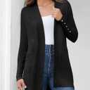 BB&KK Women's Cardigan Sweaters Button Cuff Long Sleeve Knit Open Front Jacket Casual Fall Coat with Pockets (Black, XL)
