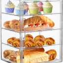 Bread Box for Kitchen Countertop Pastry Display Case 4 Layers Adjustable Clear Bread Storage Container with Magnetic Door Bread Box Bakery Display Case Bread Holder (clear-1 Pack)