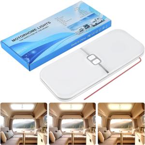 1800LM RV Lights Interior, 1 Pack 12V Rv Interior Led Lighting, 3 Color Camper Lights Fixtures for Rv, 204 LED RV Ceiling Dome Light with Switch for RV/Camper/Car/Trailer/Boat